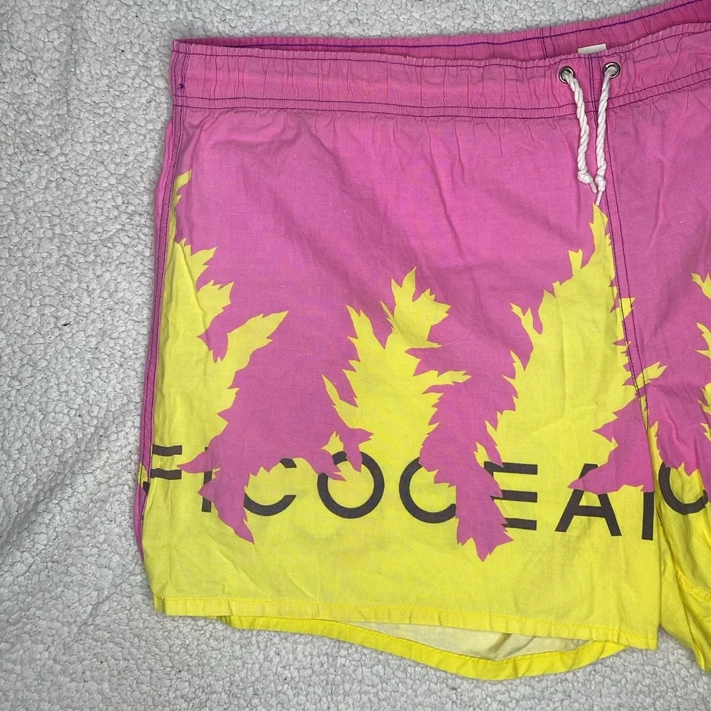 Vintage Ocean Pacific OP Colorful AOP Swim Trunks: Size Extra Large